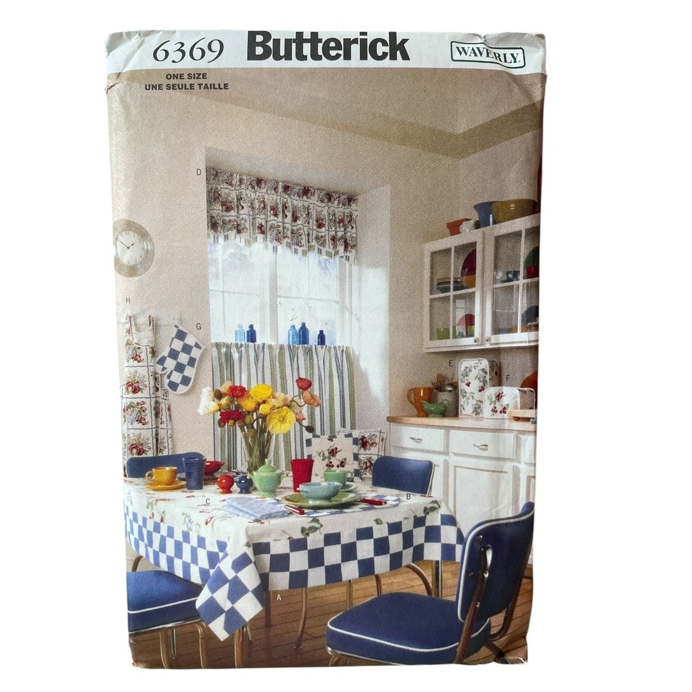 Butterick 6369 Kitchen Sewing Pattern One Size Tablecloth Curtains